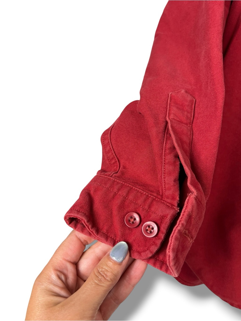 VTG LL Bean Chamois Shirt Red XL Cotton Red Camp Shacket Womens Flannel Heavy - Picture 4 of 10